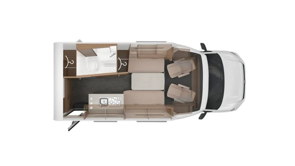 Půdorys vozu Knaus Tourer Van 500LT
